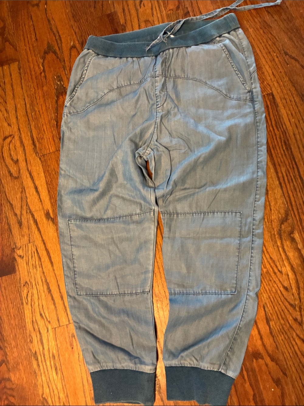 GAP woMen's Light Blue silk like Jogger with Knee Patches